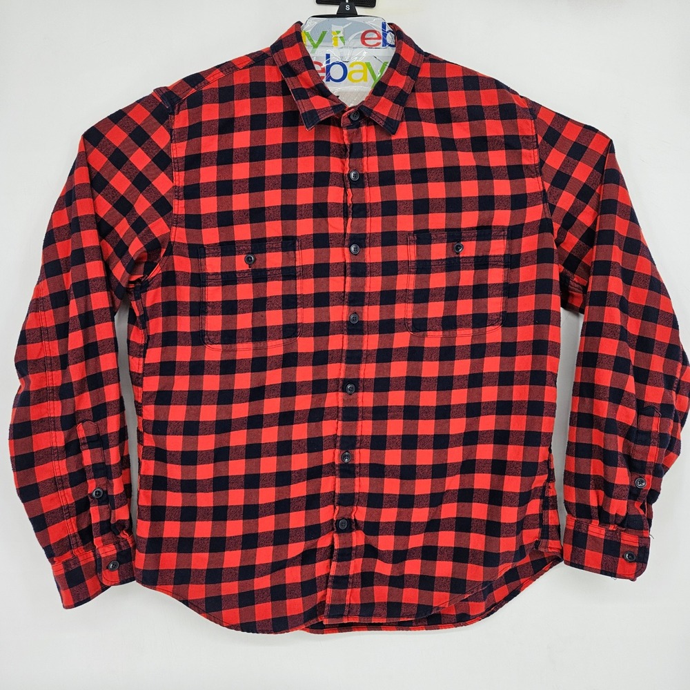 J Crew Shirt Mens XL Red Black Flannel‎ Check Long Sleeve Button Up Casual